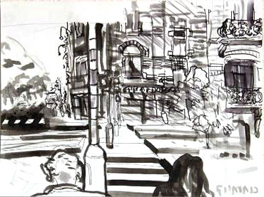 Tekening van een van de vele oversteekplaatsen op en rond het Valkenbosplein.