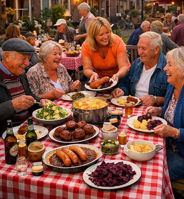 Een buurtmaaltijd voor bewoners rond het Valkenbosplein zou dit beeld kunnen opleveren.